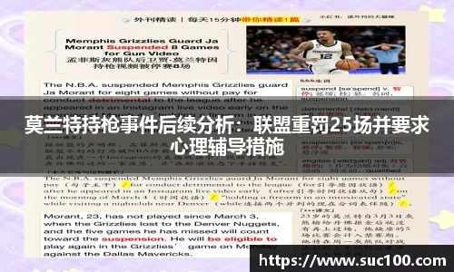 莫兰特持枪事件后续分析：联盟重罚25场并要求心理辅导措施
